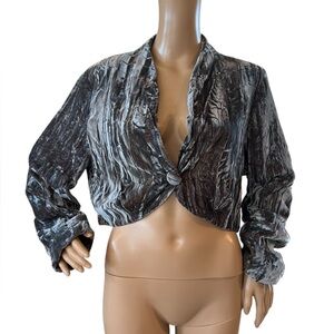 Vintage Monica Turtle Crushed Velour Cropped Bolero Jacket
